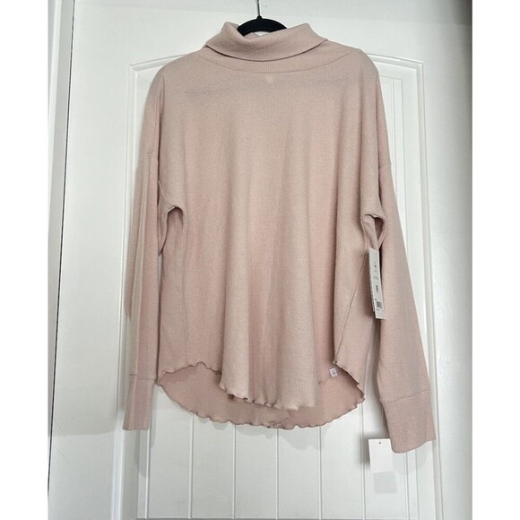 Soybu Light Pink Mock Neck Waffle Long Sleeve Top Coquette Dollete Feminine - Picture 1 of 5